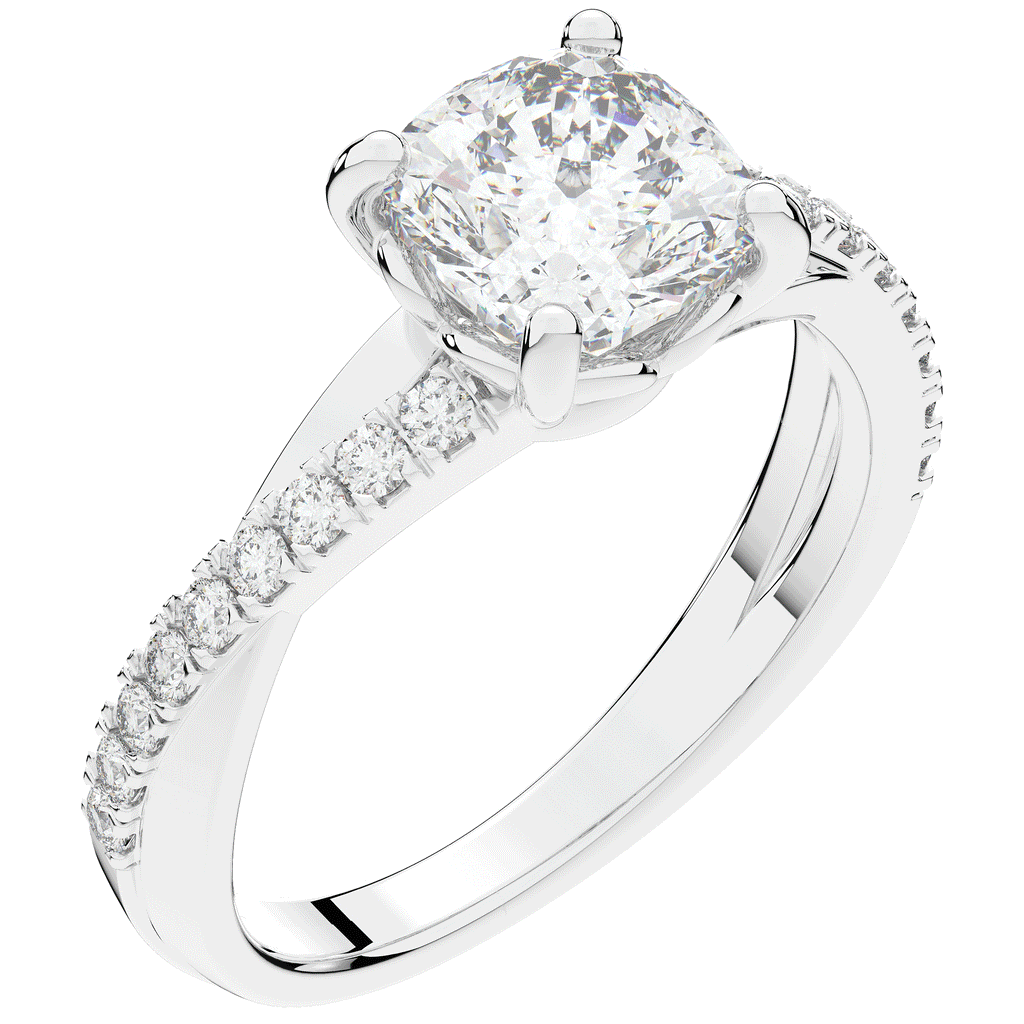 2.20CT.TW CUSHION LAB DIAMOND TWISTBAND ENGAGEMENT RING