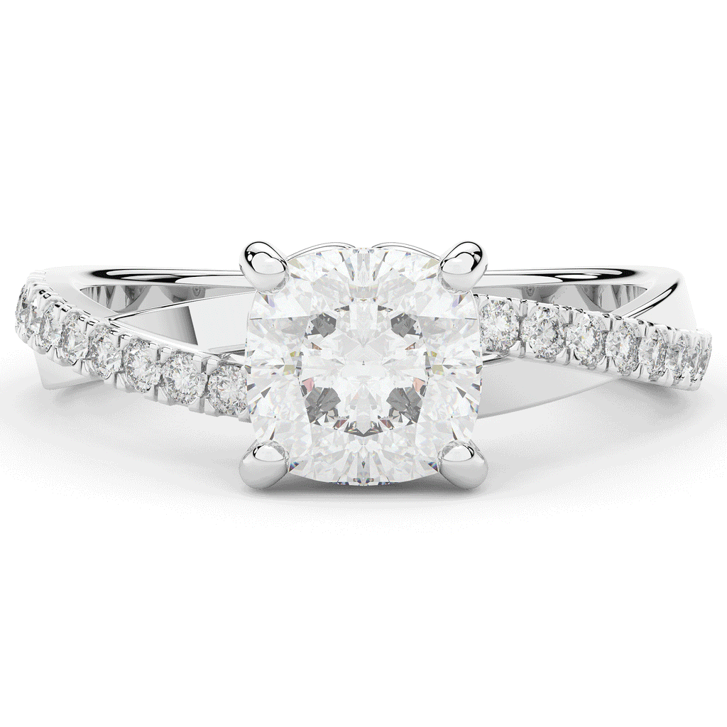 2.20CT.TW CUSHION LAB DIAMOND TWISTBAND ENGAGEMENT RING