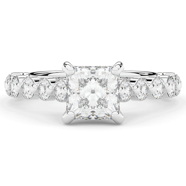 3.90CT.TW PRINCESS LAB DIAMOND ENGAGEMENT RING