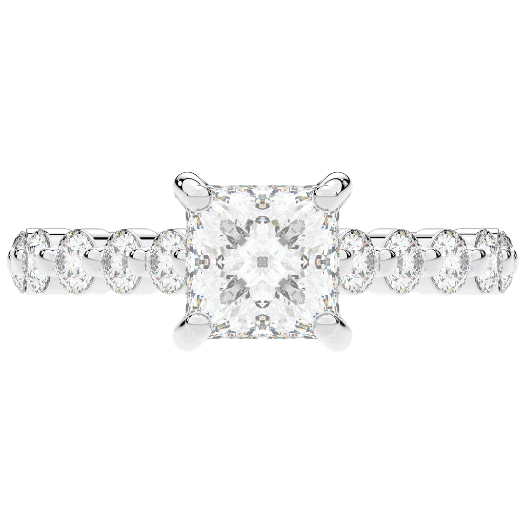 3.90CT.TW PRINCESS LAB DIAMOND ENGAGEMENT RING