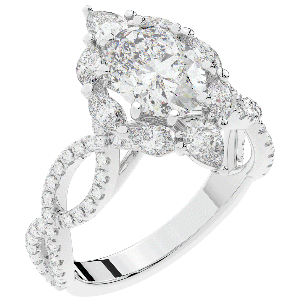 3.00CT.TW OVAL LAB DIAMOND HALO ENGAGEMENT RING