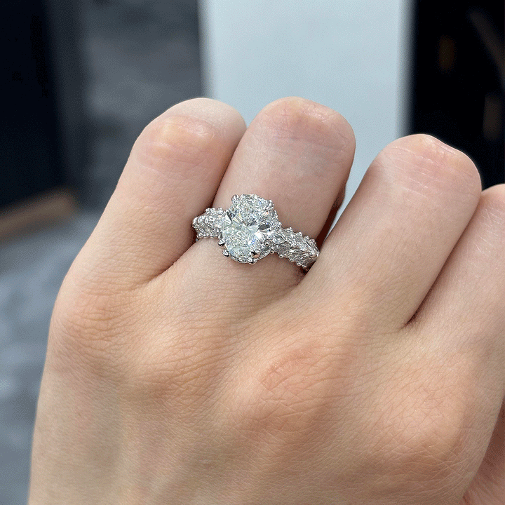 3.10CT.TW OVAL LAB DIAMOND HALO ENGAGEMENT RING