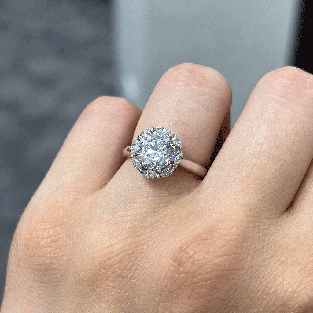 2.40CT.TW ROUND LAB DIAMOND HALO ENGAGEMENT RING