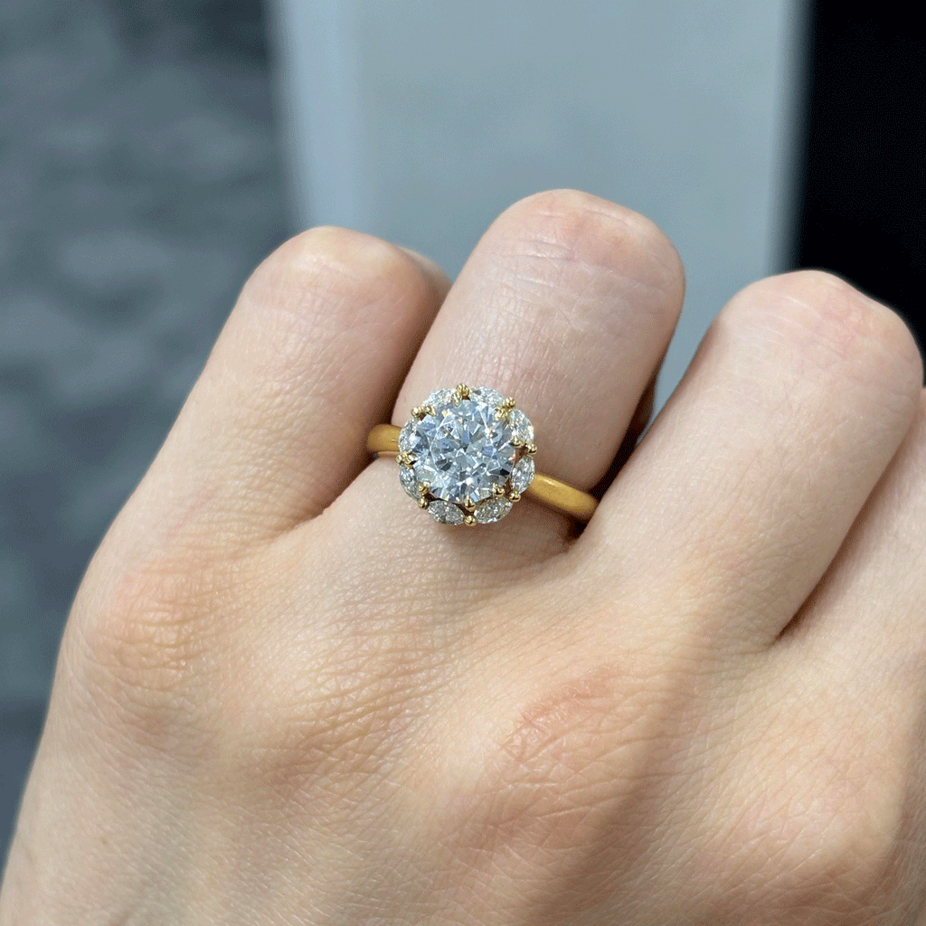 2.40CT.TW ROUND LAB DIAMOND HALO ENGAGEMENT RING