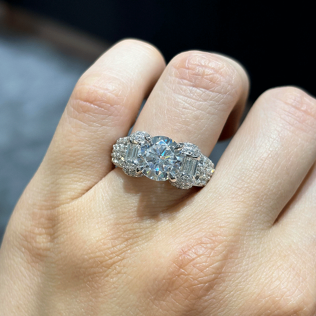 4.75CT.TW ROUND LAB DIAMOND ENGAGEMENT RING