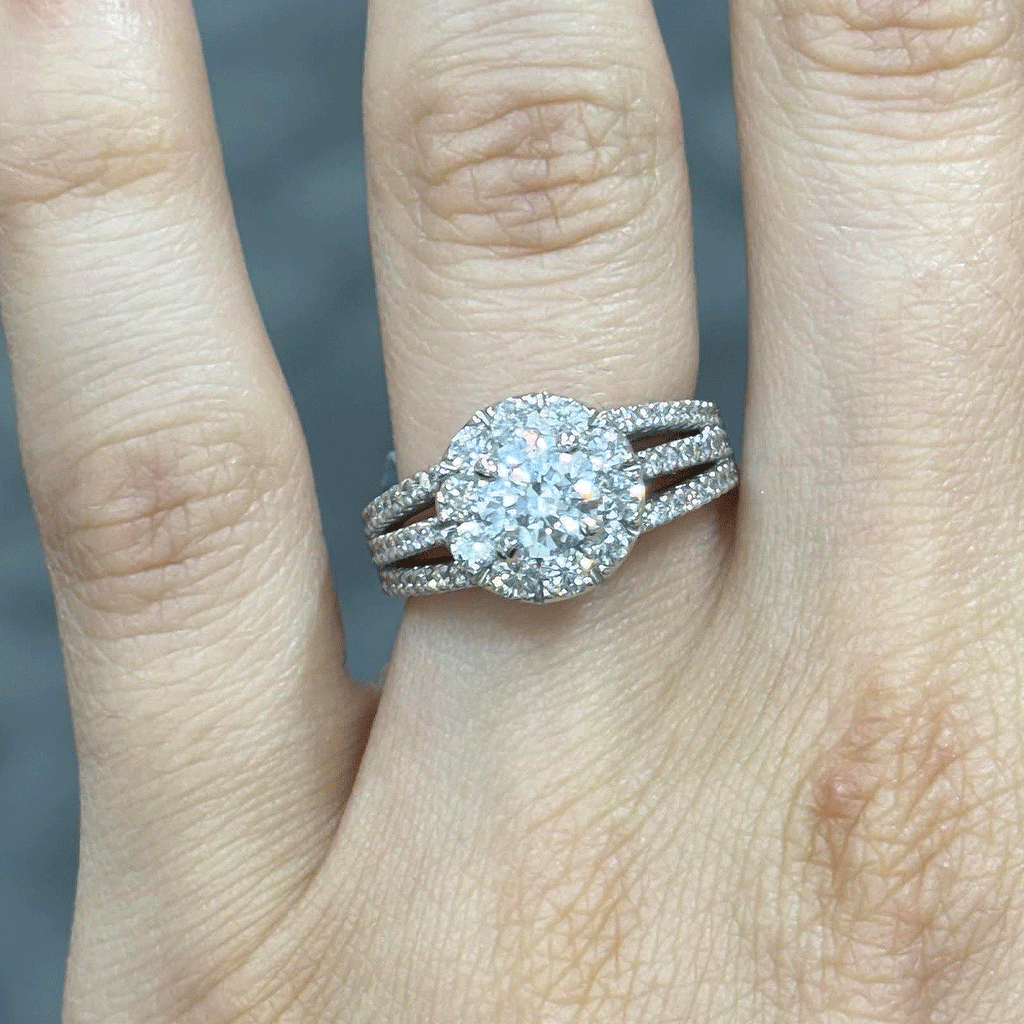 1.95CT.TW ROUND LAB DIAMOND HALO ENGAGEMENT RING