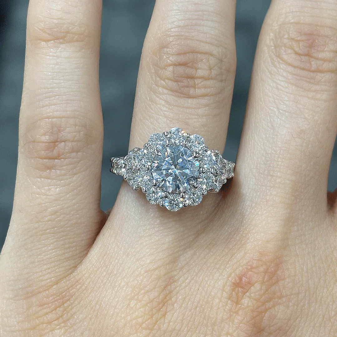 4.75CT.TW ROUND LAB DIAMOND HALO ENGAGEMENT RING