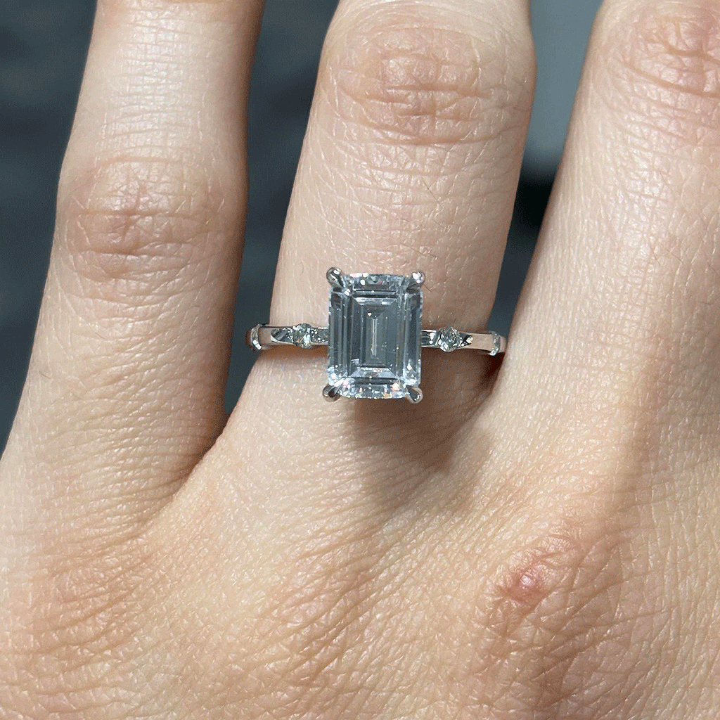 2.60CT.TW RADIANT LAB DIAMOND UNDERHALO SOLITAIRE ENGAGEMENT RING