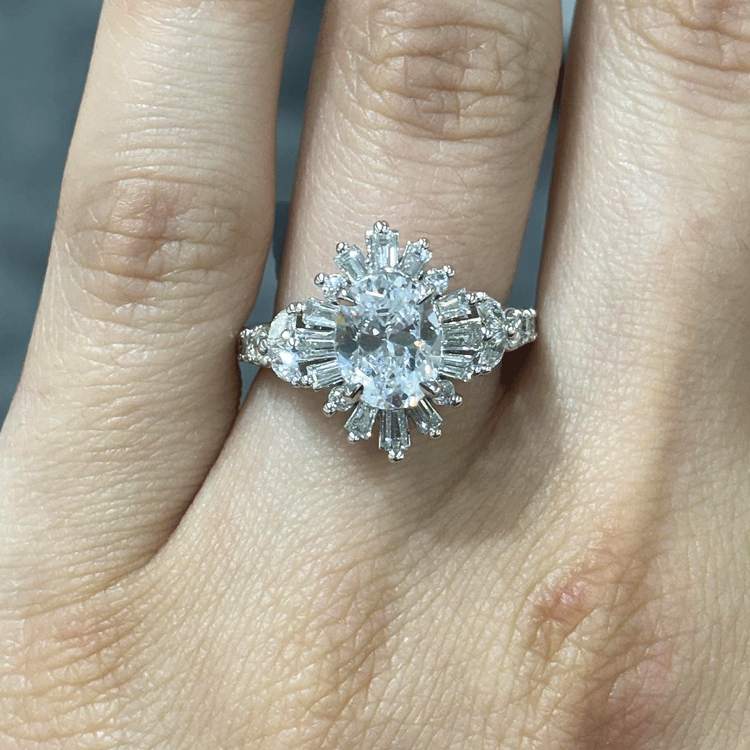 3.10CT.TW OVAL LAB DIAMOND HALO ENGAGEMENT RING