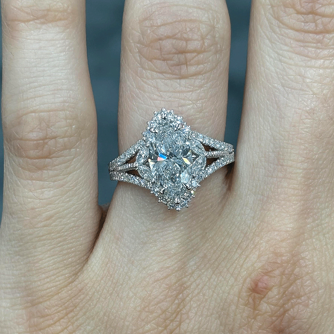 2.70CT.TW MARQUISE LAB DIAMOND HALO ENGAGEMENT RING