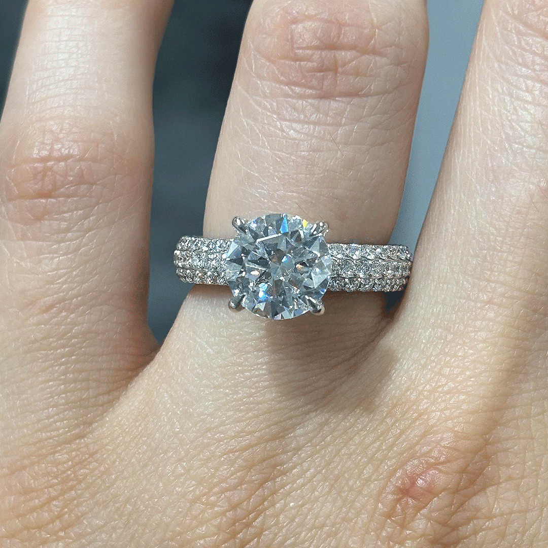 4.80CT.TW ROUND LAB DIAMOND UNDERHALO ENGAGEMENT RING