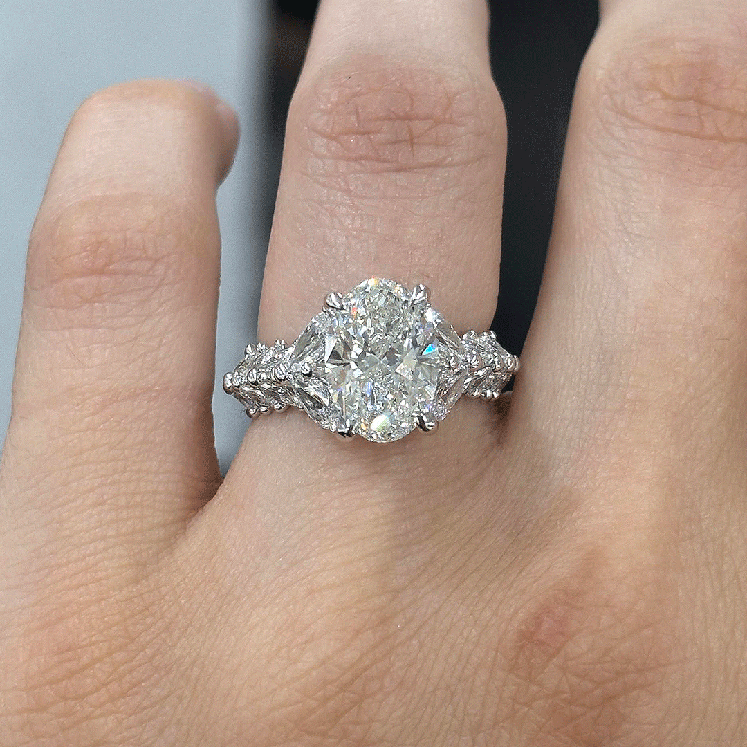 5.25CT.TW OVAL LAB DIAMOND HALO ENGAGEMENT RING