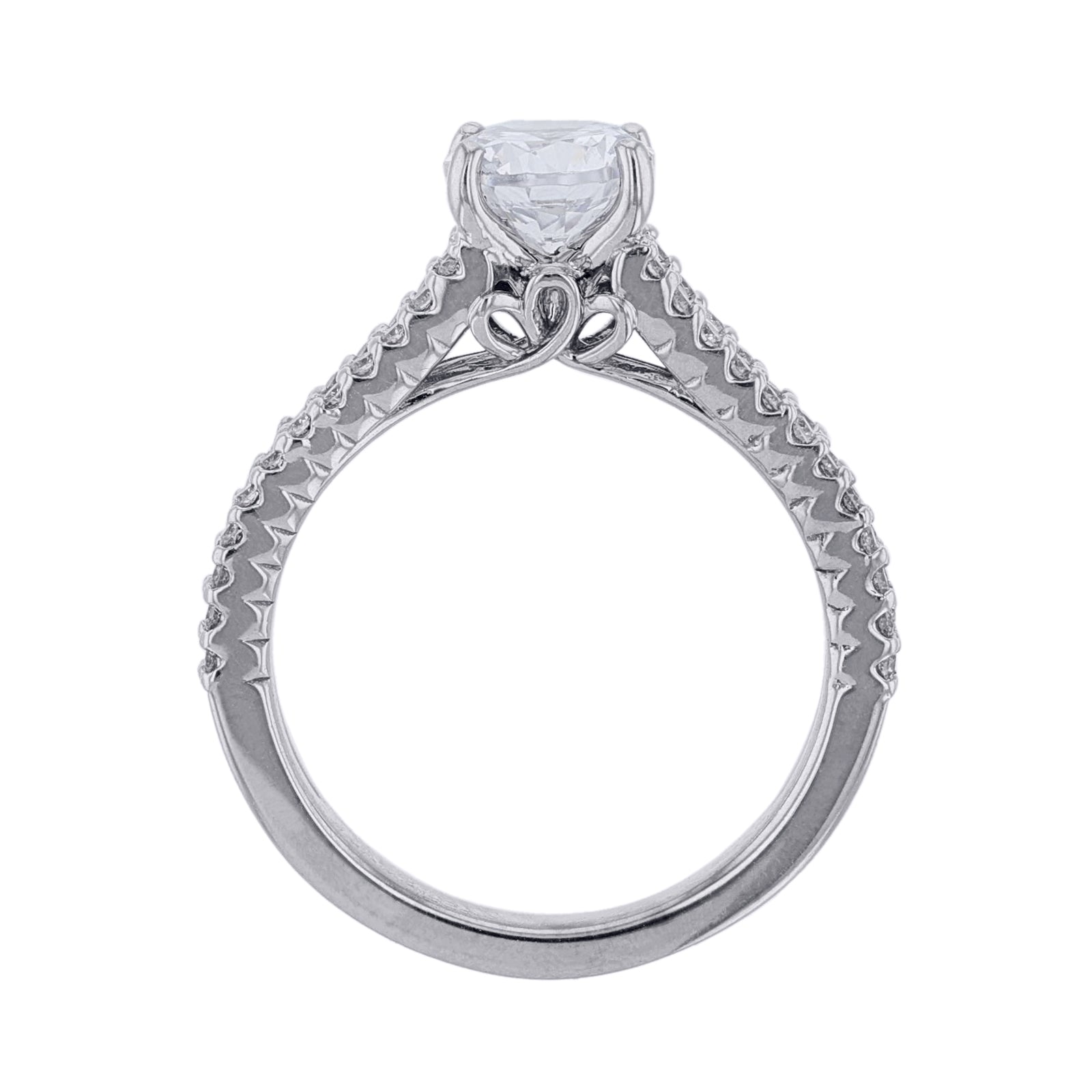 Thin split clearance shank engagement ring